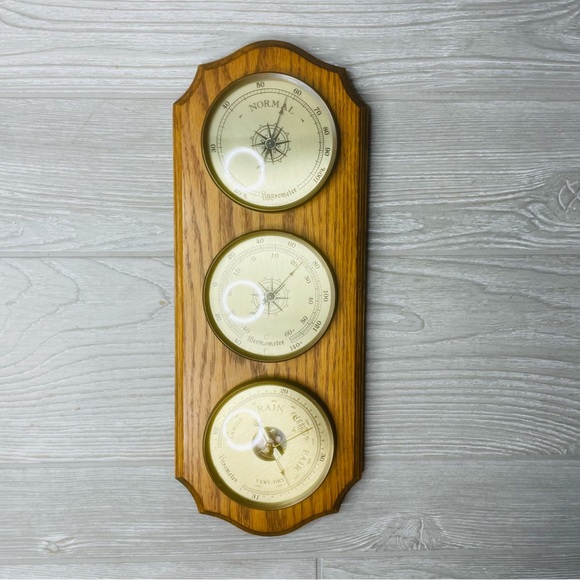 Vintage Weather station barometer thermometer hygrometer barometer wooden frame - Picture 4 of 16